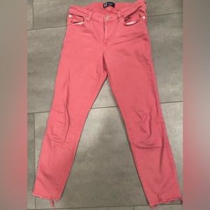 FINAL PRICE 💚 EUC GAP denim high waist, ankle length, raw hem, size 28 in pink